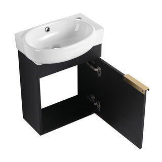 Wall Mounted Bathroom Vanity With Sink And Storage Rack, Soft Close Doors