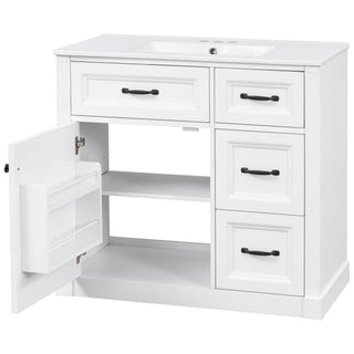 Modern Bathroom Vanity With Sink, 4 Drawers, Soft-Close Door, Adjustable Shelf