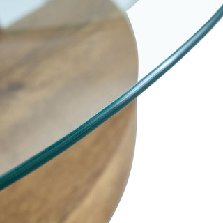 Contemporary Artistic Double Layer Coffee Table, Tempered Glass Top