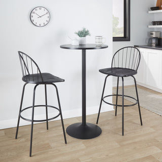 Riley - Claire Farmhouse Fixed Height Barstool With Swivel With Round Footrest (Set of 2)