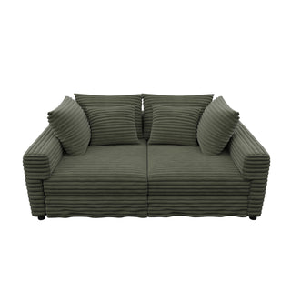 Convertible Deep Seat Sofa With Soft Pillows And Ottomans