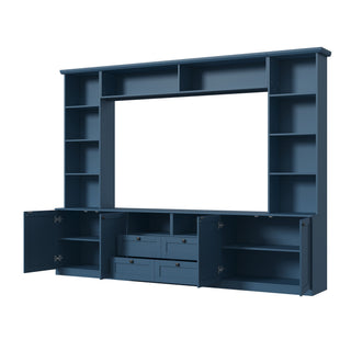 Farmhouse Elegant Entertainment Center Wall Unit With 4 Drawers