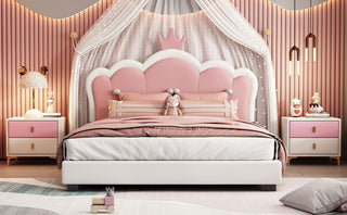 Upholstered Princess Platform Bed With Crown Headboard