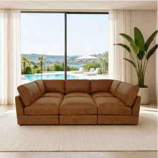 Modular Upholstered Sectional, Medium Firm Seat Cushion, Custom Configuration - Brown