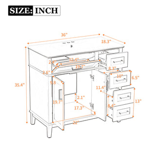 Modern Bathroom Vanity With Sink, Soft Close Doors, 4 Storage Drawers