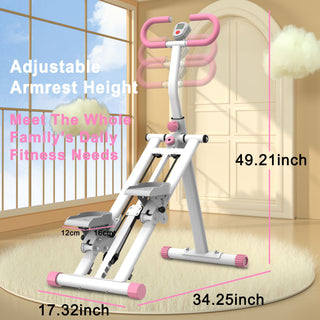 Stair Stepper With Resistance Home Upgrade Vertical Climber Workout Machine For Full Body Exercise - Pink