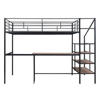 Loft Bed With Desk And Lateral Storage Ladder