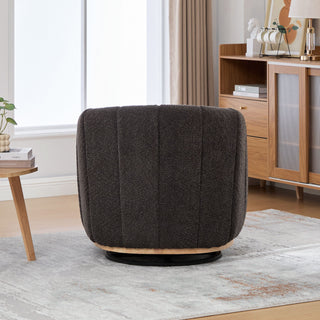 Swivel Upholstered Barrel Chair With Metal Base