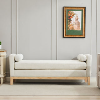 Upholstered End Of Bed Bench With Arms & 2 Bolsters For Bedroom