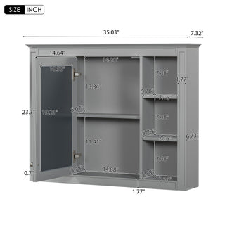Bathroom Vanity With Mirror Cabinet, Single Sink With 2 Soft Closing Doors And 4 Drawers