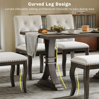Dining Set With Bench, 6 Piece