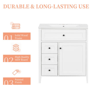 Bathroom Vanity With Sink, 3 Drawers And Adjustable Shelf, Freestanding Storage Unit