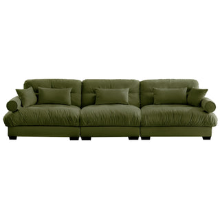 Modern Sofa With Bolstered Armrests And Pillows