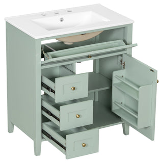 Modern Bathroom Vanity With Sink, 3 Drawers And Adjustable Shelf