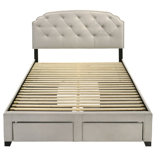 4 Drawer Upholstered Storage Bed With Button Tufting