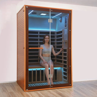 Double Sauna Room With Carbon Heating Plates - American White Oak