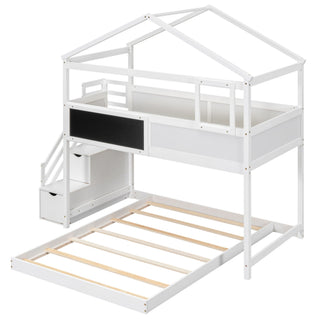 House Style Bunk Bed With Storage Staircase And board