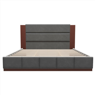 Modern Upholstered Platform Bed With Extended Headboard