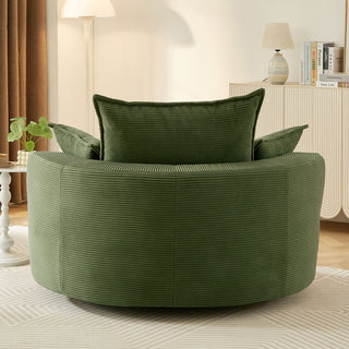 360° Swivel Accent Barrel Chair With Dual Layer Cushion And 3 Removable Pillows
