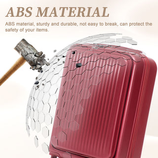 Luggage Set With Cosmetic Case, Combination Lock, Front Opening Design