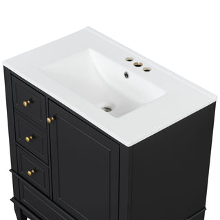 Freestanding Bathroom Vanity With Sink, Soft Close Door, 3 Drawers