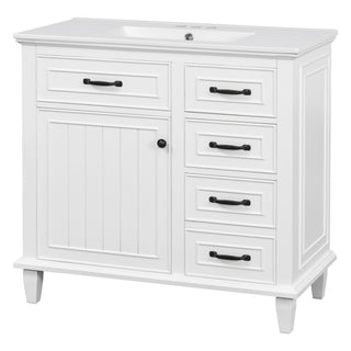 Modern Bathroom Vanity With Sink Top, Flip Drawers, Adjustable Shelf