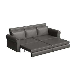 3 In 1 Convertible Sleeper Sofa With Nailhead Trim & Rolled Arm