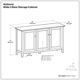 Amherst - Wide 3 Door Storage Cabinet - Hickory Brown