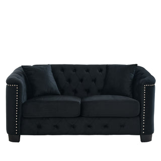 Modern Chesterfield Sofa With Tufted Backrest For Living Room