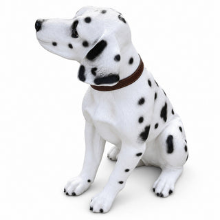 Large Dalmatian Dog Statue, Sitting Spotted Pet Sculpture For Entryway Patio - Black White