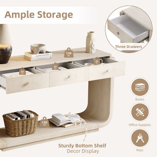 Console Table With 3 Drawers, Display Shelf