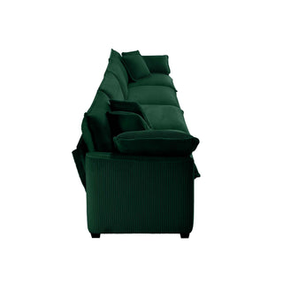 Modern Upholstered 4 Seater Fabric Sofa With Arm And Throw Pillows
