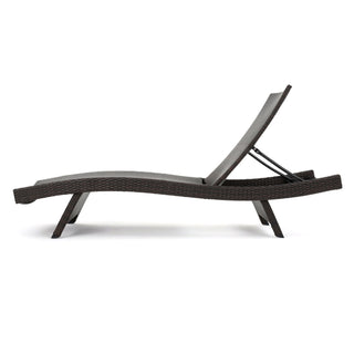 Salem - Wicker Chaise Lounge Adjustable Rattan Outdoor Chair Set - Brown Multi