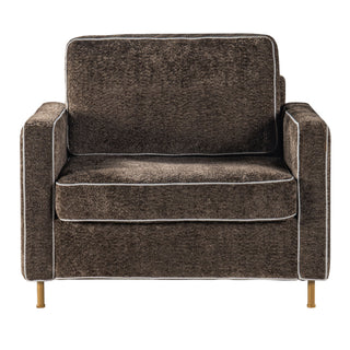 Accent Chair Upholstered Single Sofa With Square Arms, Sewn Pillow Back For Living Room