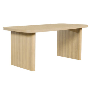 5 Piece Indoor Dining Set With Fluted Table & Chairs - Khaki / Light Oak / Natural