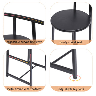 Modern Bar Stools With Backrest For Kitchen (Set of 3)