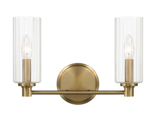 Regal - Double Light Vanity With Clear Ribbed Satin - Antique Brass / Clear