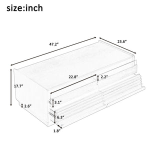 Modern Rectangle Coffee Table With 4 Drawers And 2 Display Shelves