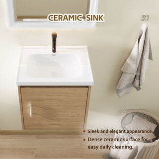 Floating Bathroom Vanity Combo, Wall Mounted Cabinet With Sink & Soft Close Doors For Small Bathrooms