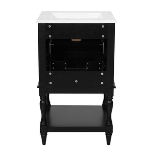 Retro Design Bathroom Vanity With Sink, 2 Drawer Storage Cabinet