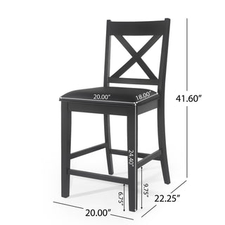 Farmhouse Style Counter Height Chair With Upholstered Seat