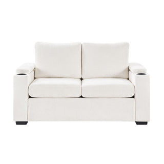 Pull Out Sofa Bed Loveseat With Twin Mattress, Cup Holders And Arm Storage