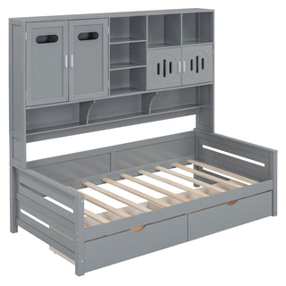 Daybed With All-In-One Cabinet And Shelf
