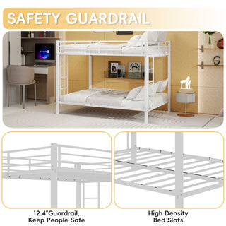 Bunk Bed For Kids, Convertible Frame With Ladders & Guardrail