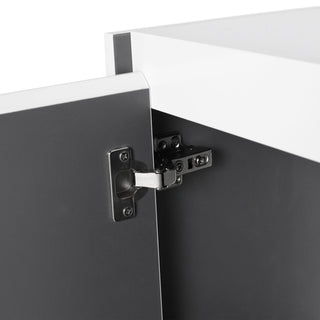 Modern Wall Mounted Bathroom Vanity With Resin Sink And Side Cabinet - Brown Ebony