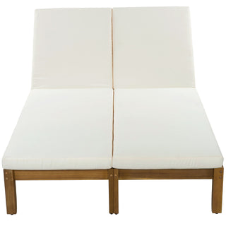 Adjustable Outdoor Patio Lounge Chair 2 Seater Recliner - Beige / Natural