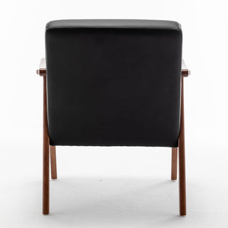 Mid Century Modern Accent Chair With Solid Wood Frame And Extra Thick Backrest