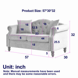 2 Seater Chesterfield Sofa With Rolled Arms And Nailhead Trim For Living Room