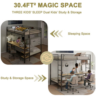 Ethan - Bunk Bed With Desk, Charging Station, Storage Shelves
