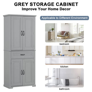 Bathroom Storage Cabinet With Doors And Drawer, Adjustable Shelf